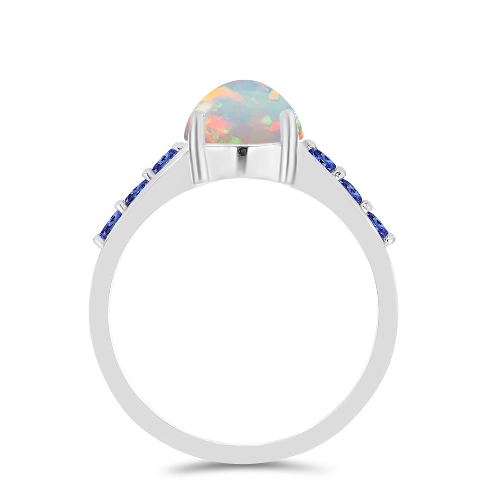 Inel din Argint 925 ( 2.89 grame ) cu Tanzanit și Opal Etiopian Lega Dembi 1.57 Carate 2 
