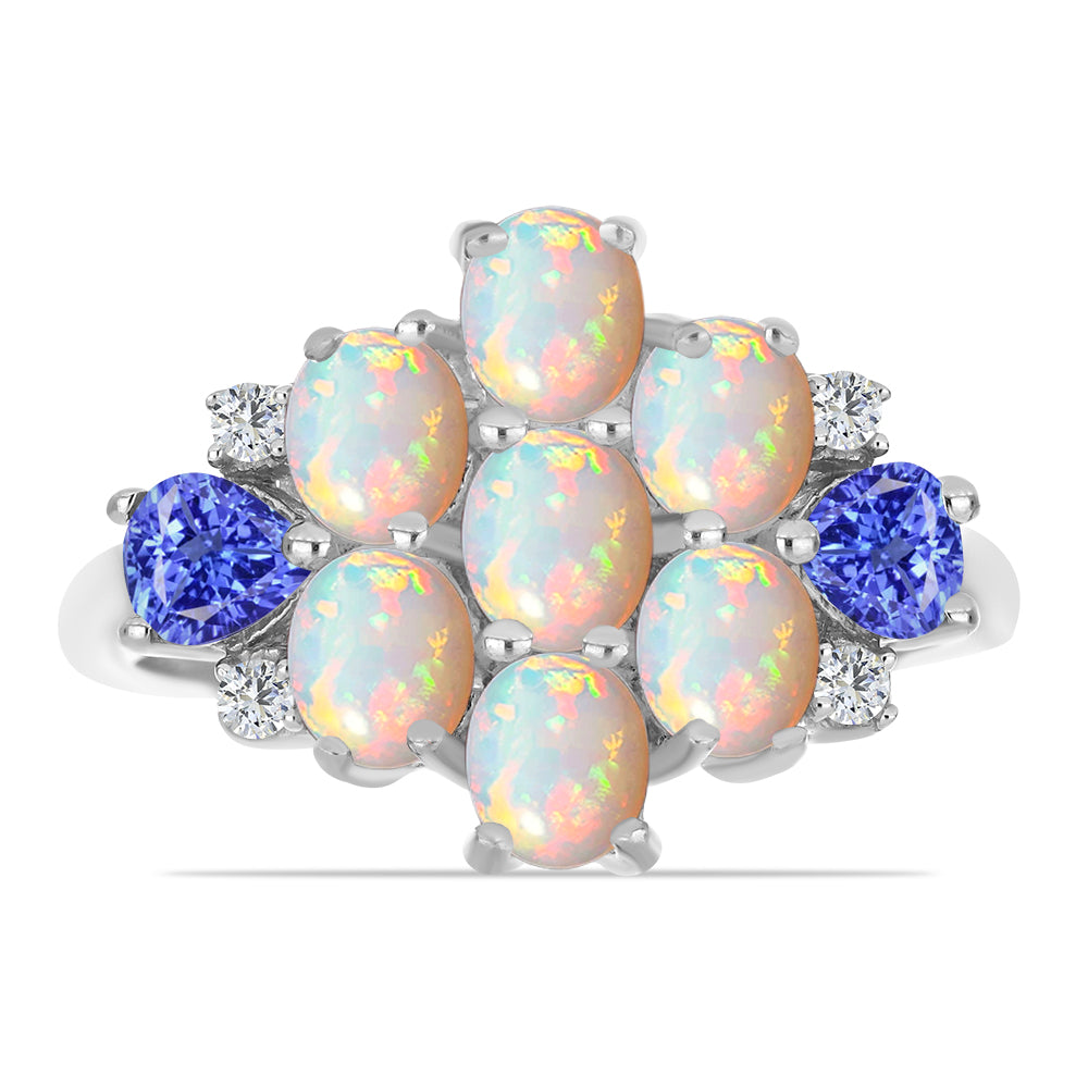 Inel din Argint 925 ( 3.74 grame ) cu Tanzanit și Opal Etiopian Lega Dembi 2.29 Carate 1 