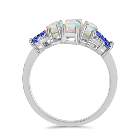 Inel din Argint 925 ( 3.74 grame ) cu Tanzanit și Opal Etiopian Lega Dembi 2.29 Carate