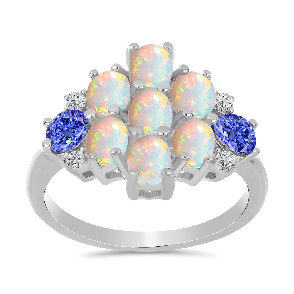 Inel din Argint 925 ( 3.74 grame ) cu Tanzanit și Opal Etiopian Lega Dembi 2.29 Carate 3 