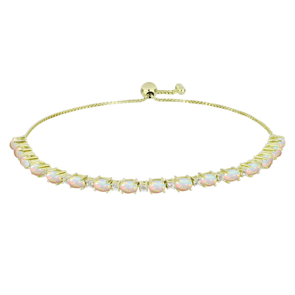 Brățară din Argint 925 Placat cu Aur ( 6.66 grame ) cu Opal Etiopian Lega Dembi și Topaz Alb 3.48 Carate 1 