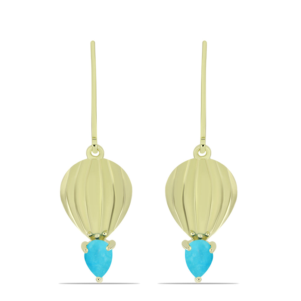 Cercei din Argint 925 Placat cu Aur ( 4.04 grame ) cu Turcoaz ”Frumoasa Adormită” 0.76 Carate