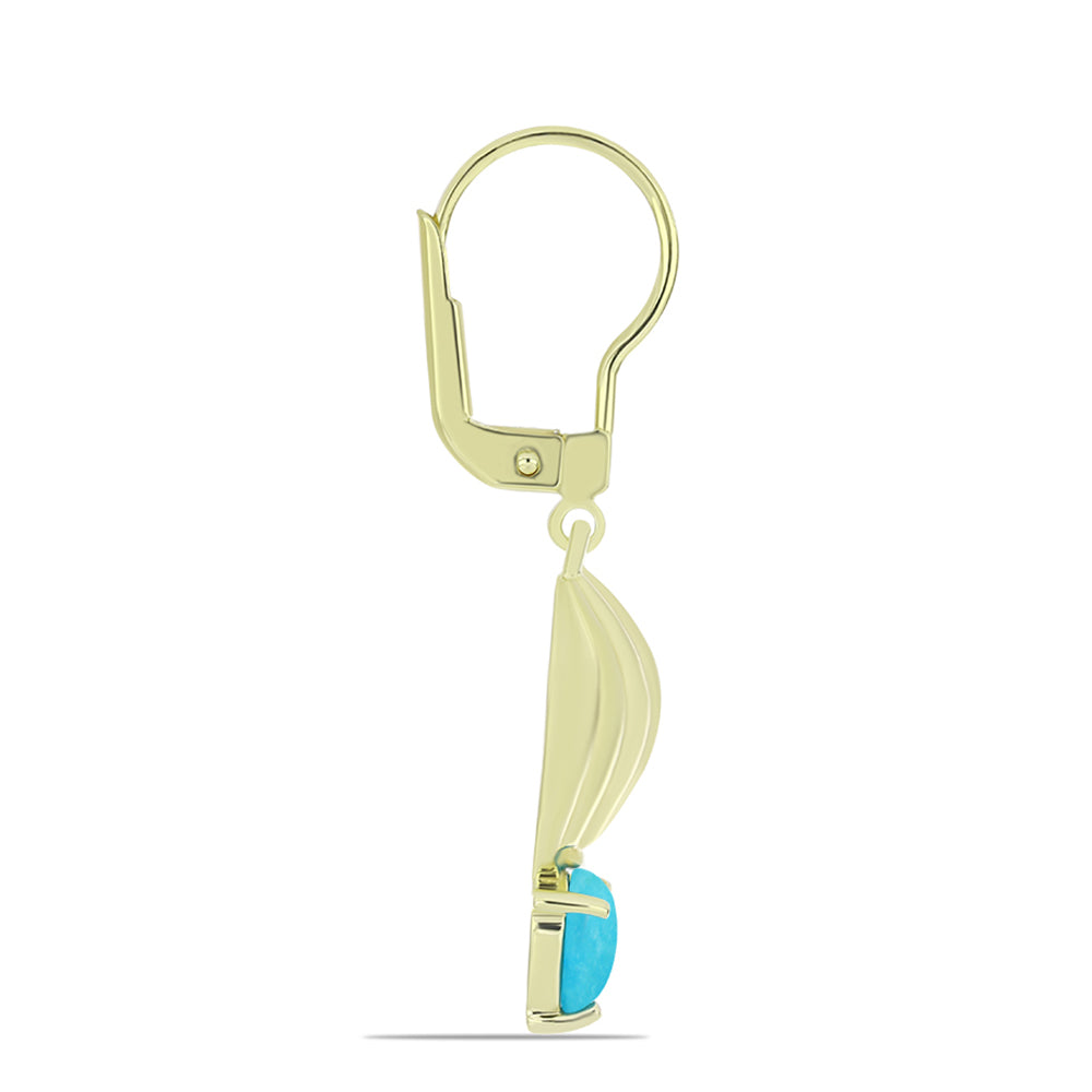 Cercei din Argint 925 Placat cu Aur ( 4.04 grame ) cu Turcoaz ”Frumoasa Adormită” 0.76 Carate 2 