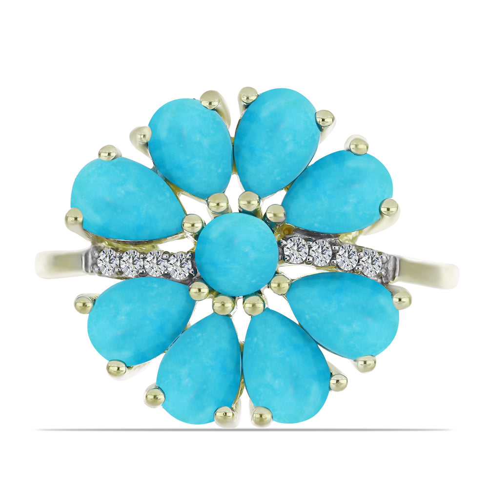 Inel din Argint 925 Placat cu Aur ( 3.91 grame ) cu Turcoaz ”Frumoasa Adormită” 3.35 Carate 1 