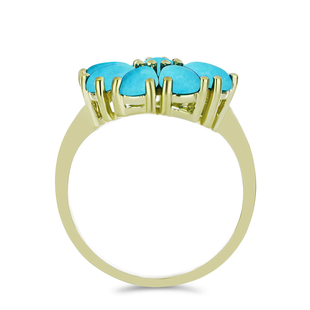 Inel din Argint 925 Placat cu Aur ( 3.91 grame ) cu Turcoaz ”Frumoasa Adormită” 3.35 Carate