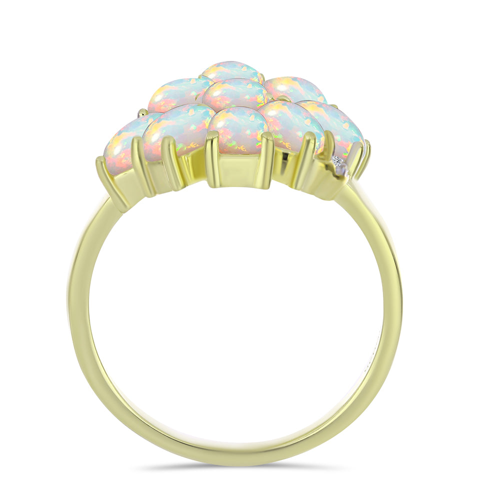 Inel din Argint 925 Placat cu Aur ( 4.86 grame ) cu Opal Etiopian Lega Dembi și Topaz Alb 2.61 Carate 2 