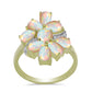Inel din Argint 925 Placat cu Aur ( 4.86 grame ) cu Opal Etiopian Lega Dembi și Topaz Alb 2.61 Carate