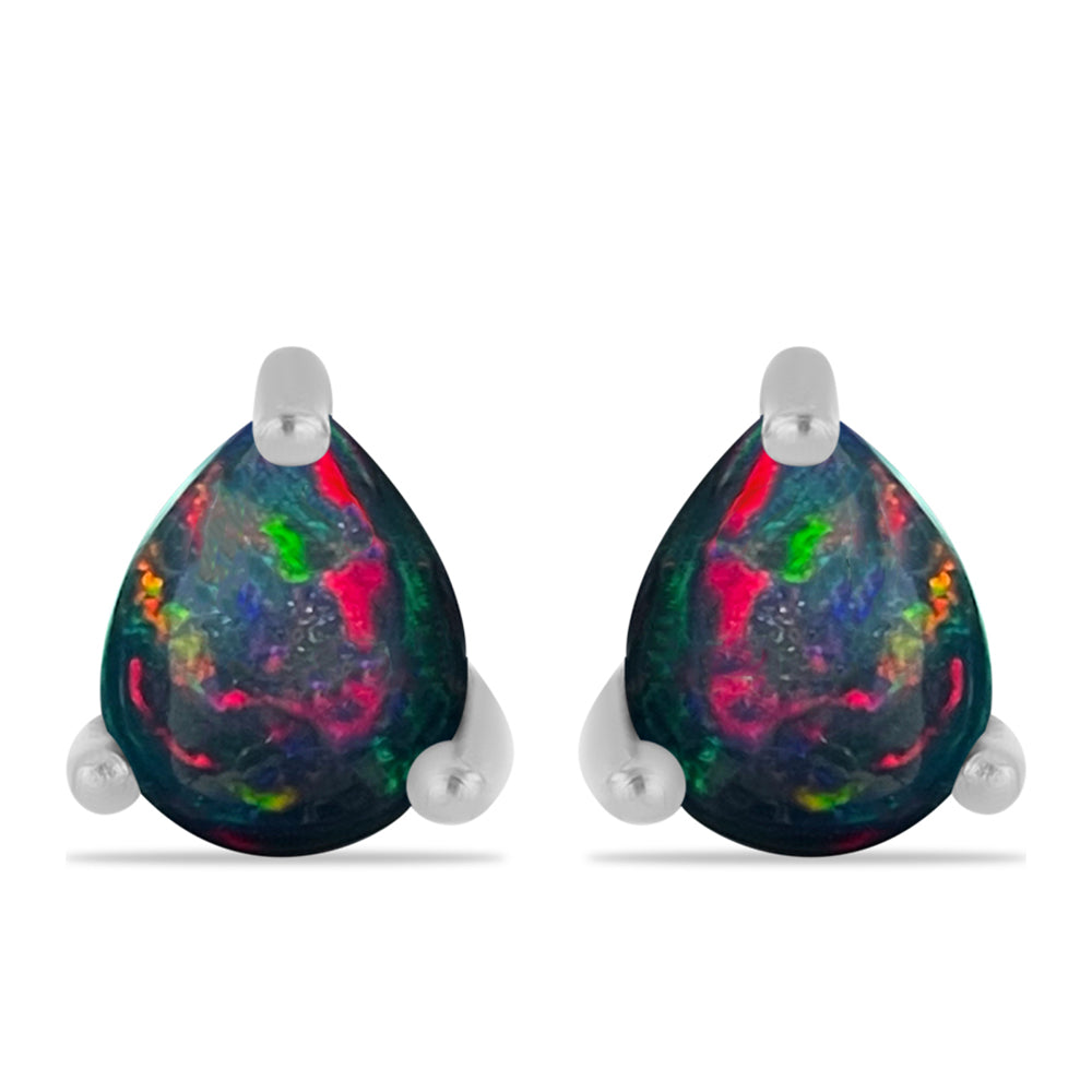 Cercei din Argint 925 ( 0.69 grame ) cu Opal Etiopian Negru Lega Dembi 0.4 Carate 1 