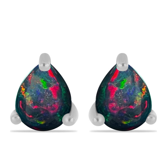 Cercei din Argint 925 ( 0.69 grame ) cu Opal Etiopian Negru Lega Dembi 0.4 Carate