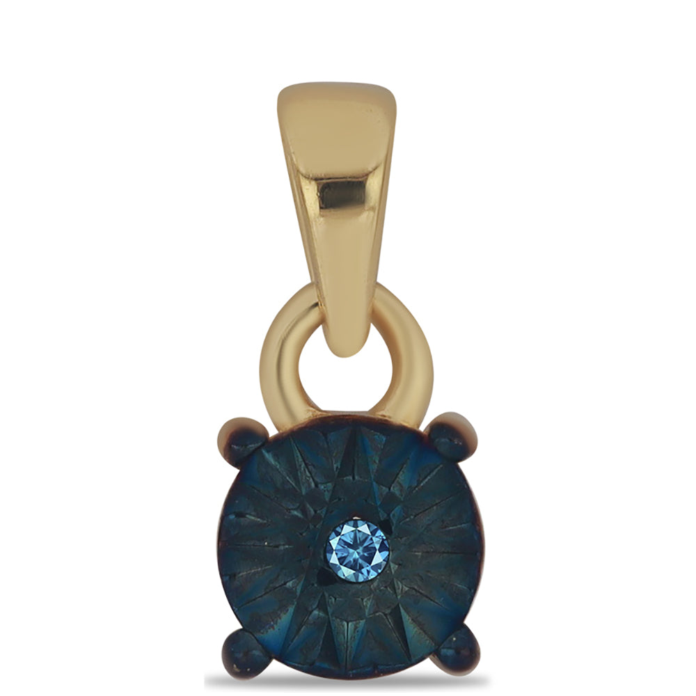 Pandantiv din Argint 925 Placat cu Aur ( 0.69 grame ) cu Diamant Albastru 0.01 Carate 1 
