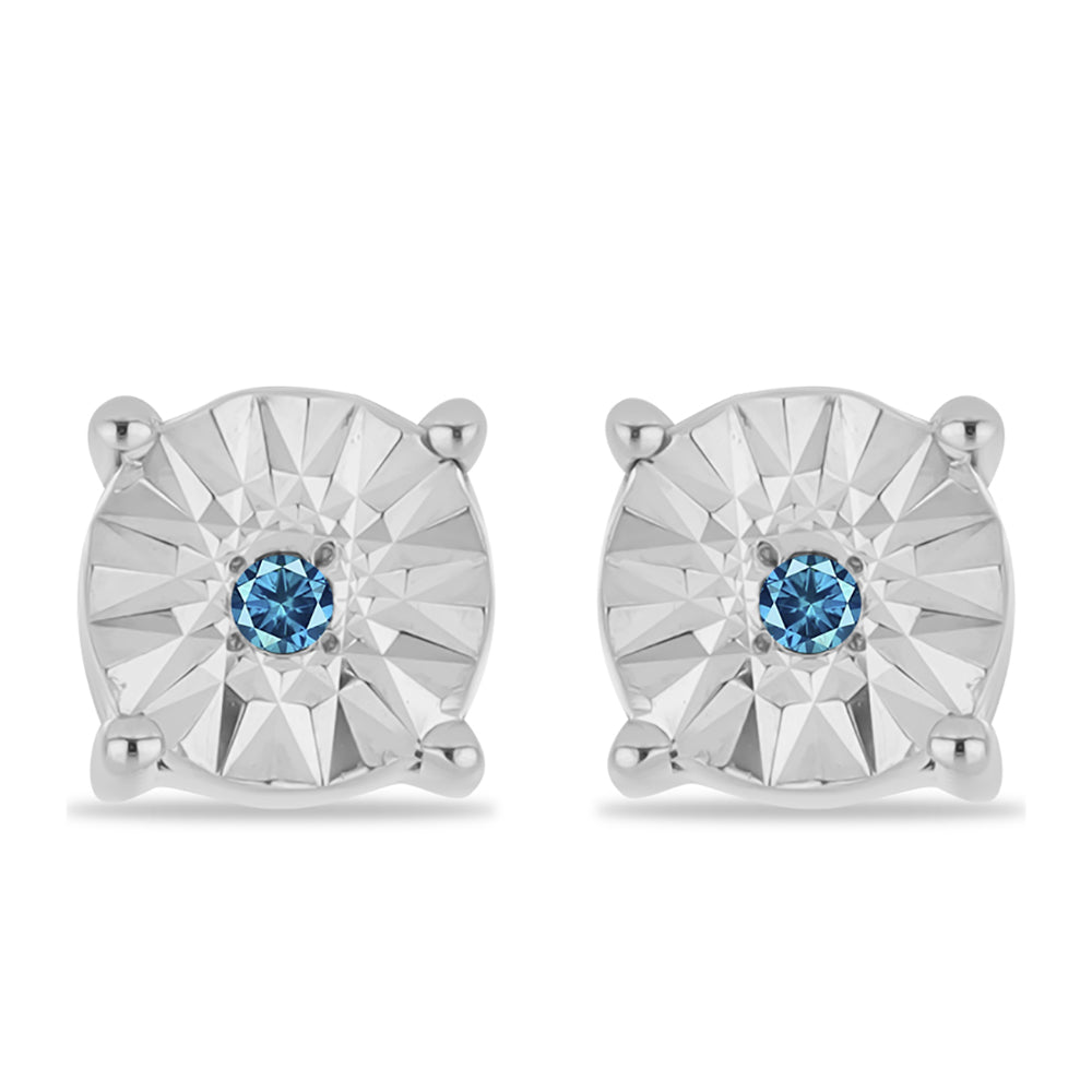 Cercei din Argint 925 ( 1.14 grame ) cu Diamant Albastru 0.02 Carate 1 