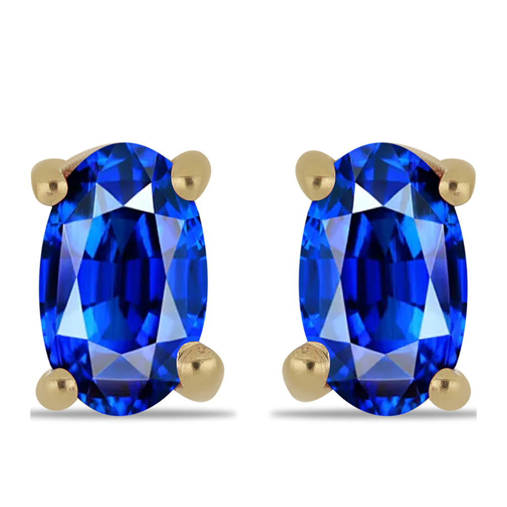 Cercei din Argint 925 Placat cu Aur ( 0.7 grame ) cu Safir Albastru Australian 0.75 Carate