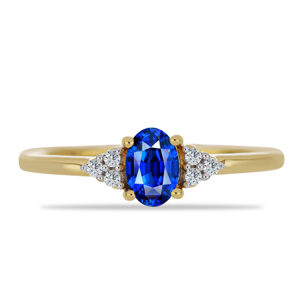 Inel din Argint 925 Placat cu Aur ( 1.78 grame ) cu Safir Albastru Australian și Topaz Alb 0.71 Carate 1 