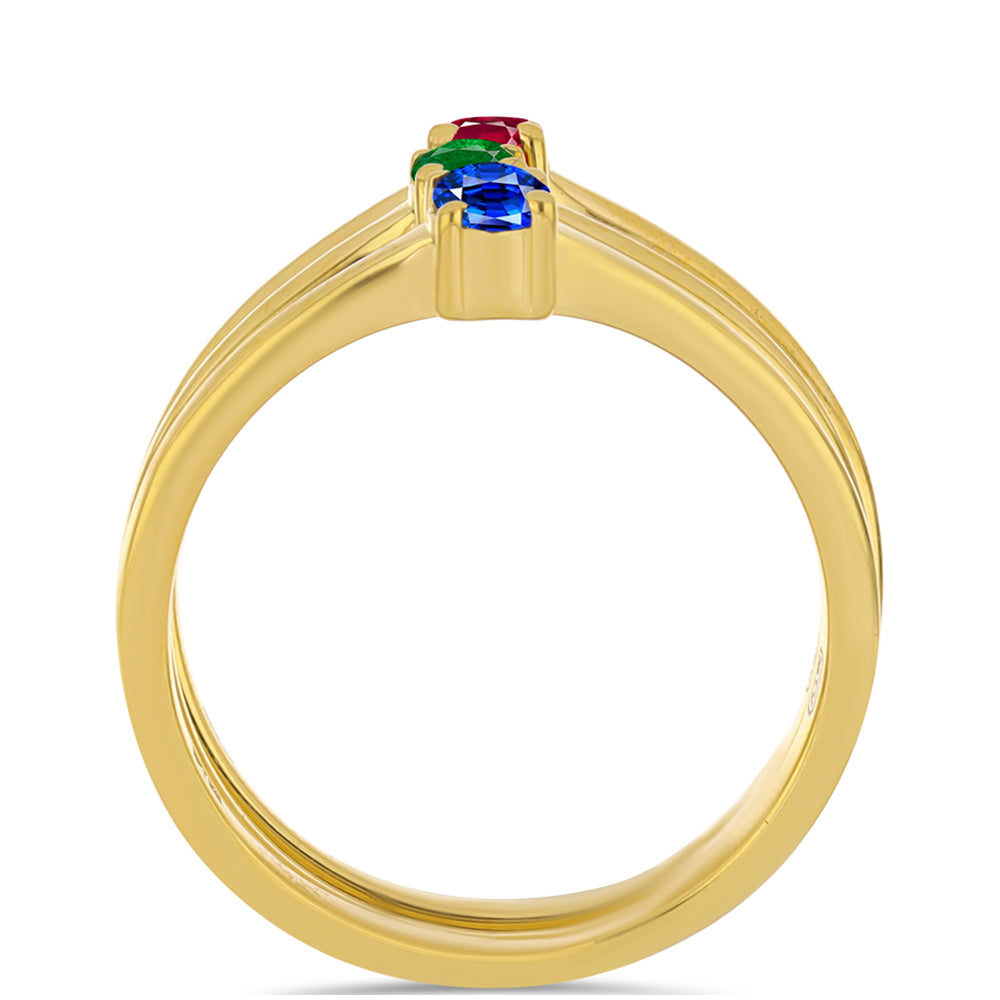 Set din Argint 925 Placat cu Aur ( 4.54 grame ) cu Rubin Sintetic și Smarald Sintetic 0.48 Carate ( Inel ) 2 