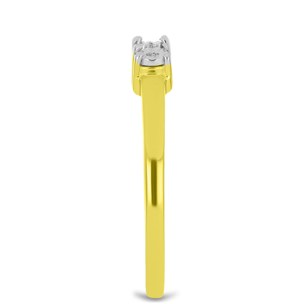 Inel din Argint 925 Placat cu Aur ( 1.44 grame ) cu Diamant Alb 0.02 Carate