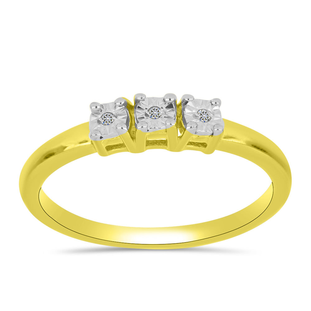 Inel din Argint 925 Placat cu Aur ( 1.44 grame ) cu Diamant Alb 0.02 Carate 3 