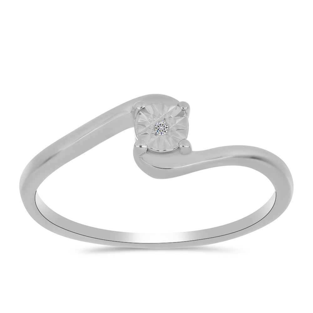 Inel din Argint 925 ( 1.71 grame ) cu Diamant Alb 0.01 Carate 3 