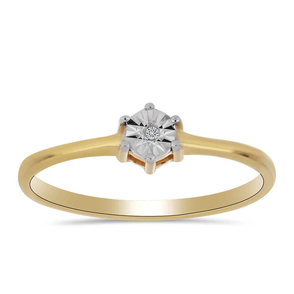 Inel din Argint 925 Placat cu Aur ( 1.73 grame ) cu Diamant Alb 0.01 Carate 3 