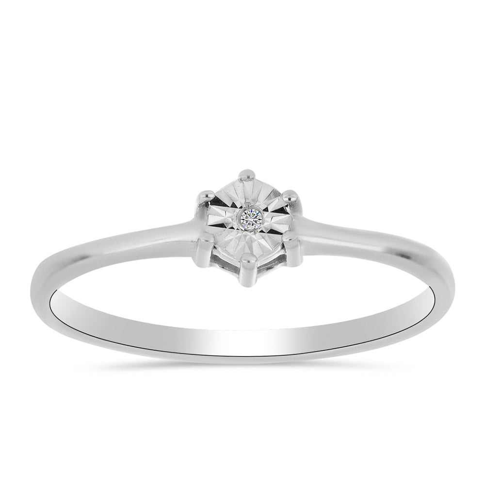 Inel din Argint 925 ( 1.56 grame ) cu Diamant Alb 0.01 Carate 3 