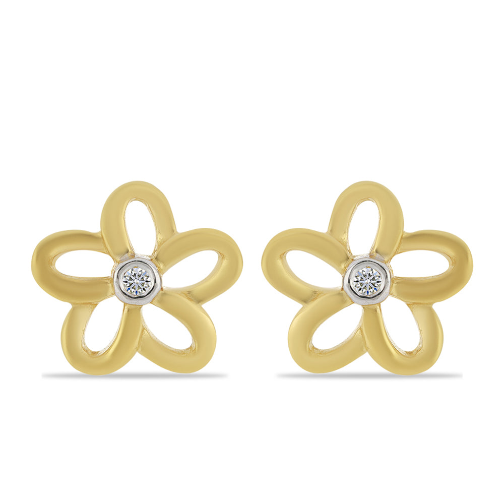 Cercei din Argint 925 Placat cu Aur ( 1.61 grame ) cu Diamant Alb 0.02 Carate