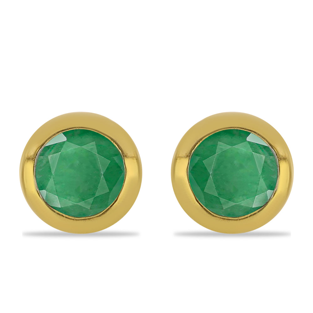 Cercei din Argint 925 Placat cu Aur ( 0.78 grame ) cu Smarald Brazilian 0.3 Carate 1 