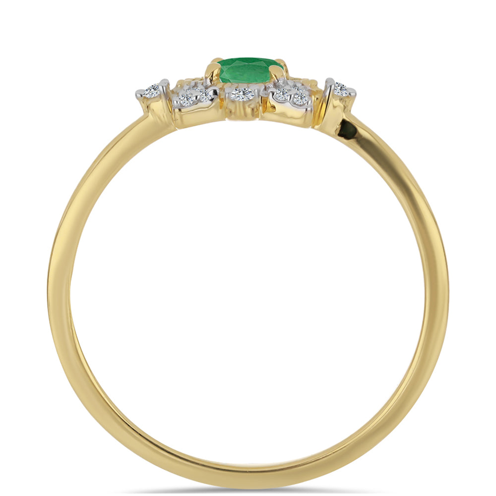 Inel din Argint 925 Placat cu Aur ( 1.72 grame ) cu Smarald Brazilian și Zircon Alb 0.42 Carate