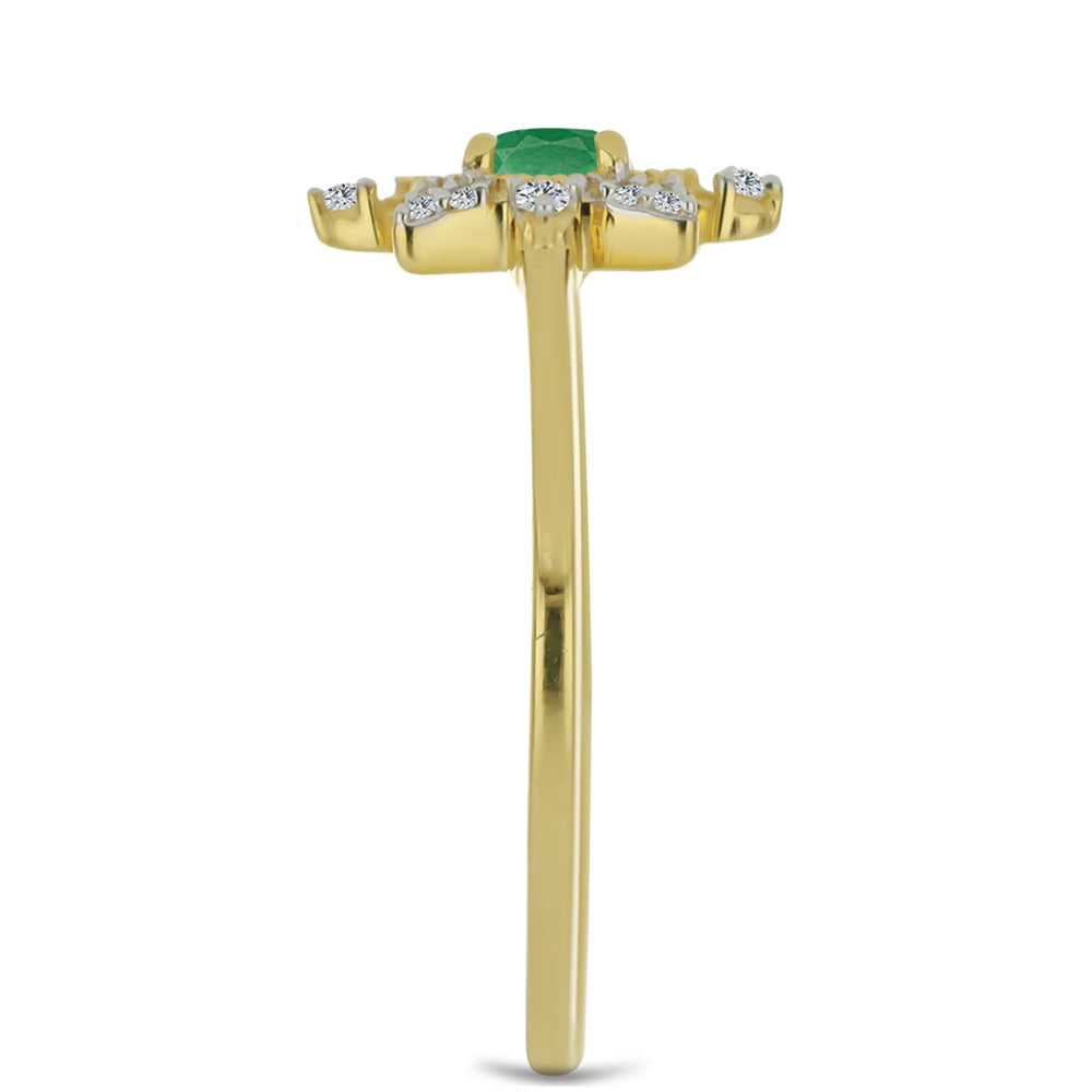Inel din Argint 925 Placat cu Aur ( 1.72 grame ) cu Smarald Brazilian și Zircon Alb 0.42 Carate