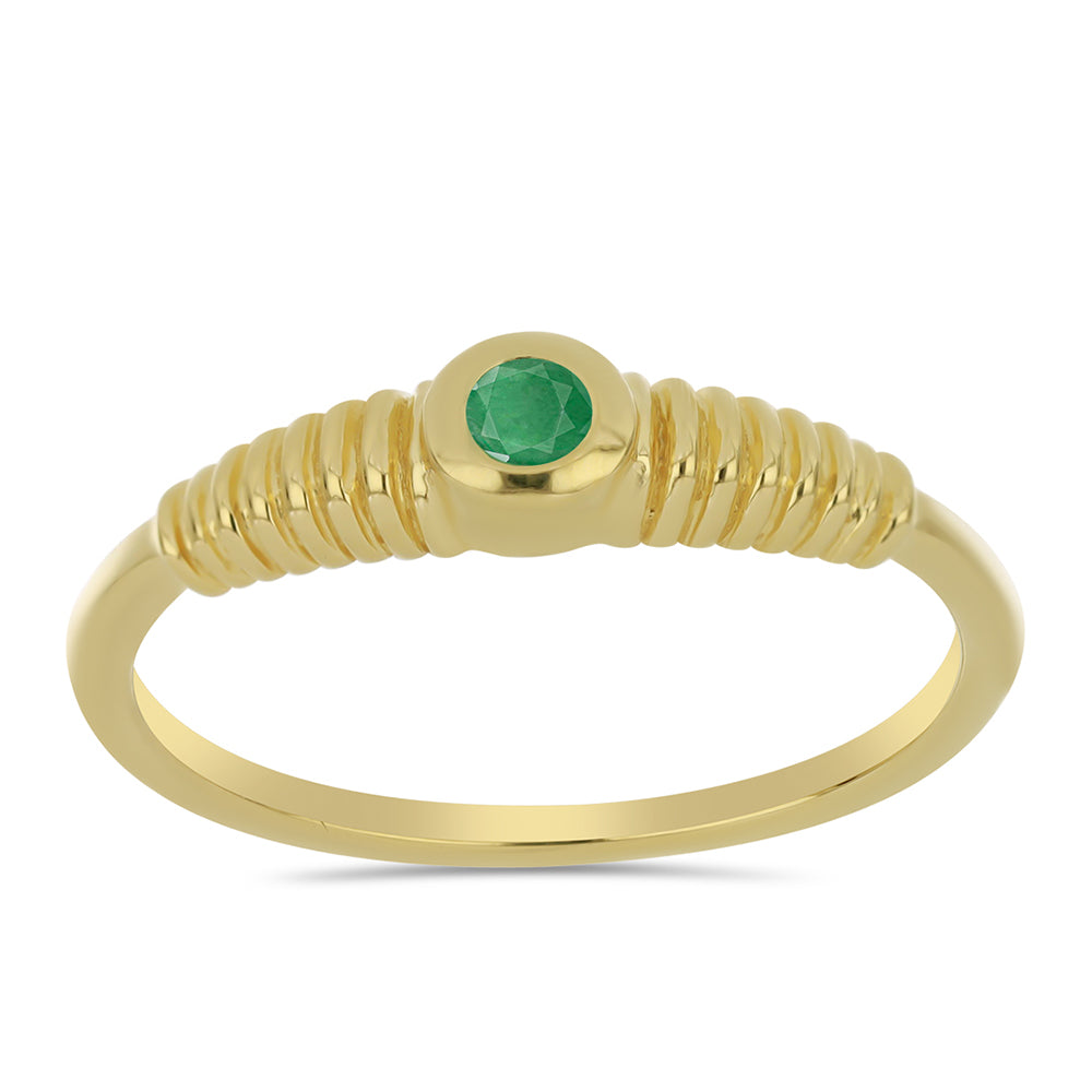 Inel din Argint 925 Placat cu Aur ( 2.32 grame ) cu Smarald Brazilian 0.12 Carate 1 