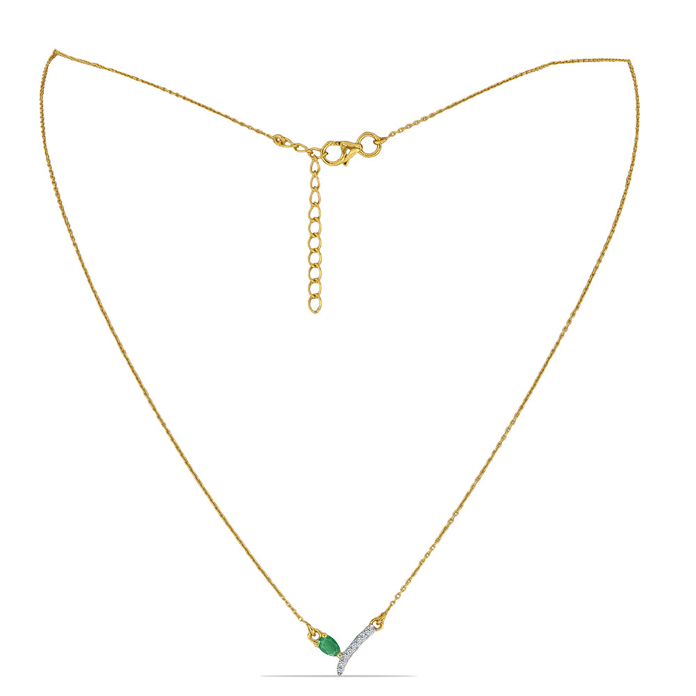 Colier din Argint 925 Placat cu Aur ( 1.81 grame ) cu Smarald Brazilian și Zircon Alb 0.34 Carate