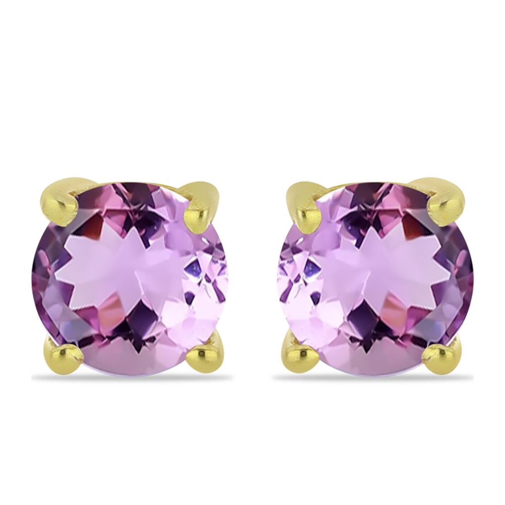 Cercei din Argint 925 Placat cu Aur ( 0.7 grame ) cu Ametist Rose de France 0.46 Carate