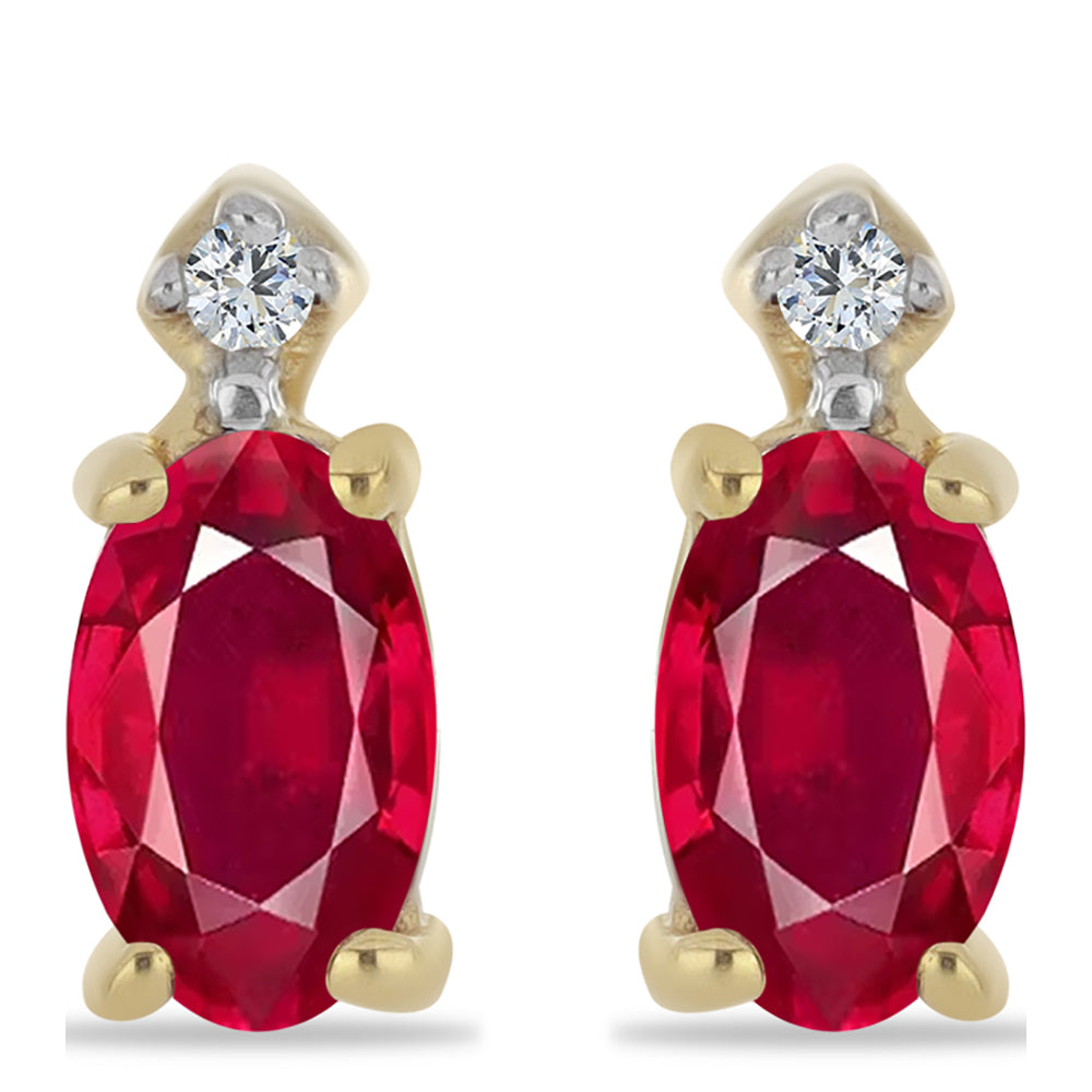 Cercei din Argint 925 Placat cu Aur ( 0.8 grame ) cu Rubin Malagasy și Zircon Alb 0.75 Carate 1 