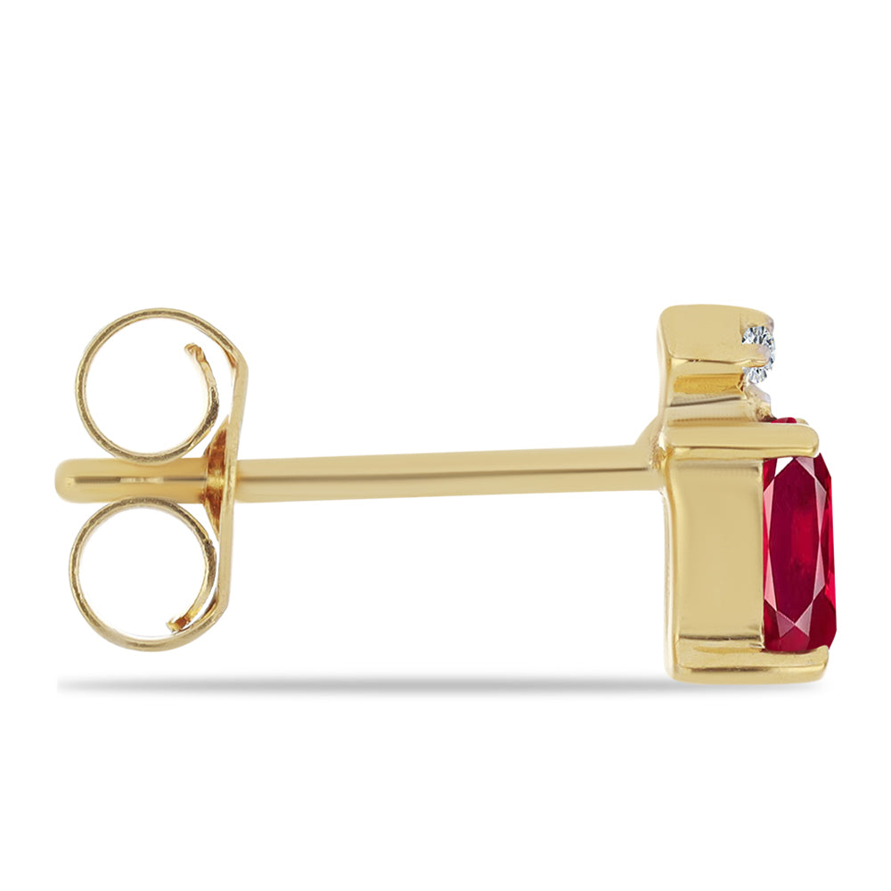 Cercei din Argint 925 Placat cu Aur ( 0.8 grame ) cu Rubin Malagasy și Zircon Alb 0.75 Carate 2 