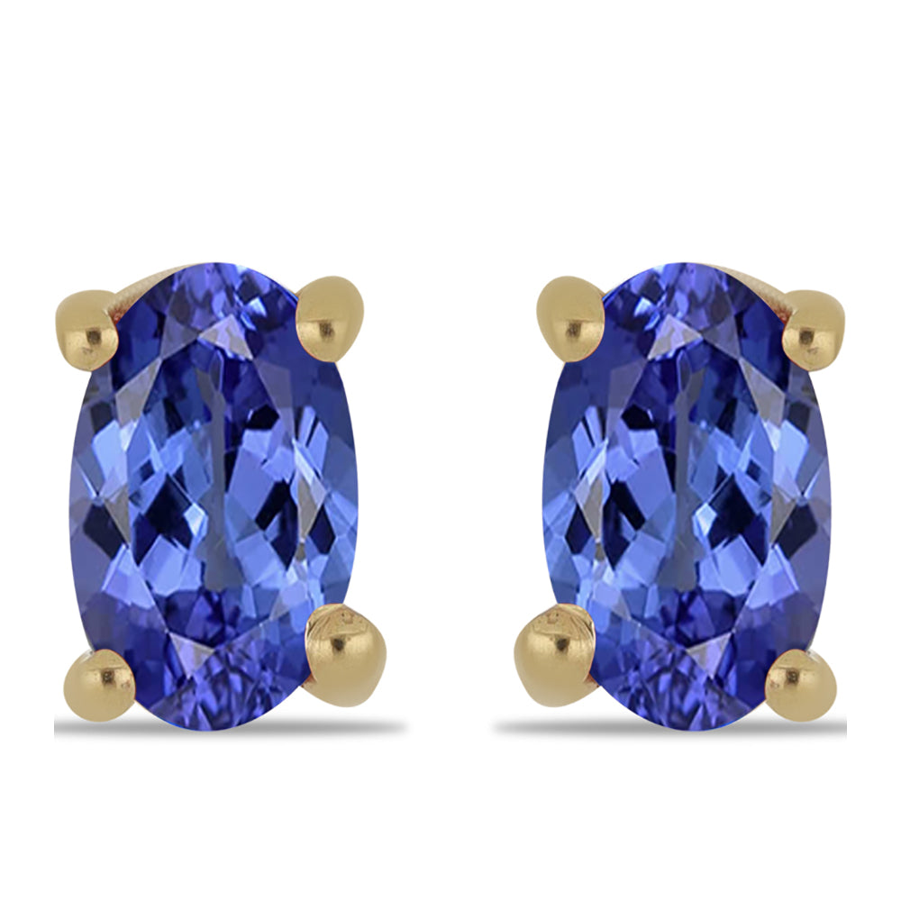 Cercei din Argint 925 Placat cu Aur ( 0.71 grame ) cu Tanzanit 0.74 Carate 1 