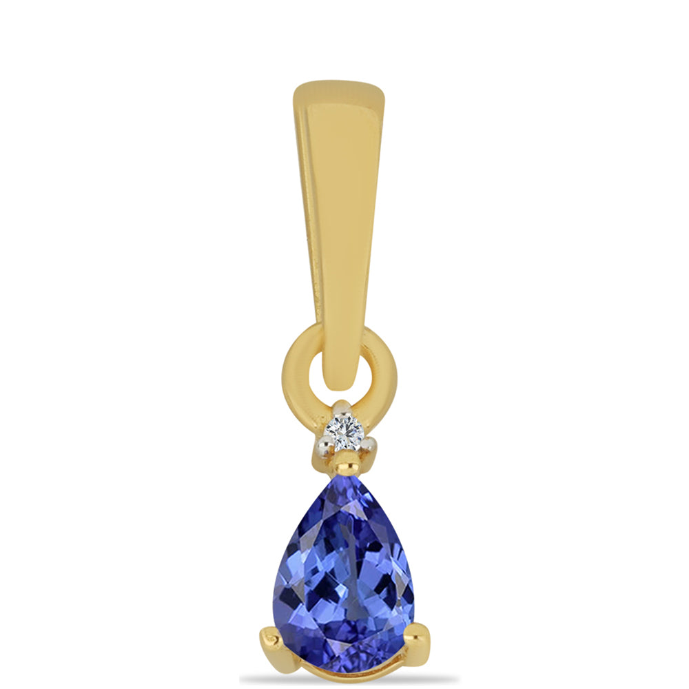 Pandantiv din Argint 925 Placat cu Aur ( 0.64 grame ) cu Tanzanit și Diamant Alb 0.52 Carate