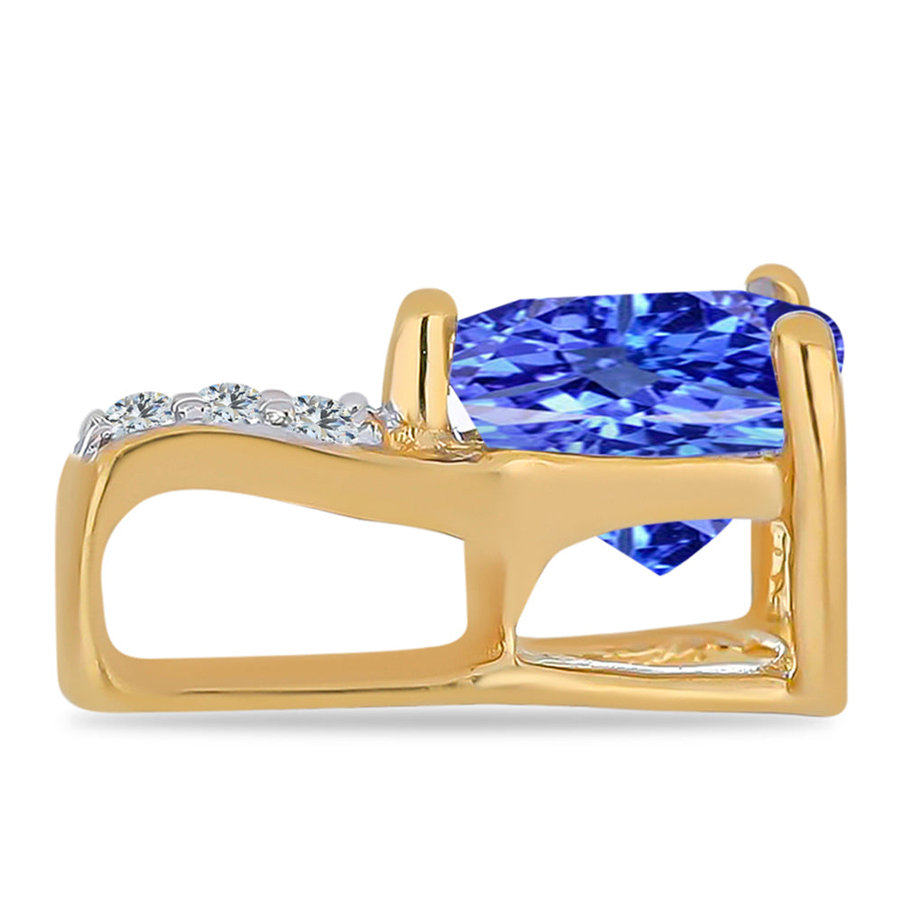Pandantiv din Argint 925 Placat cu Aur ( 0.42 grame ) cu Tanzanit și Zircon Alb 0.45 Carate 2 