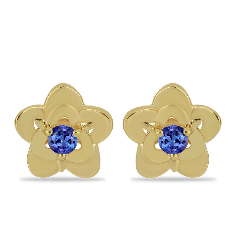 Cercei din Argint 925 Placat cu Aur ( 2.15 grame ) cu Tanzanit 0.26 Carate