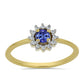 Inel din Argint 925 Placat cu Aur ( 1.5 grame ) cu Tanzanit și Zircon Alb 0.41 Carate