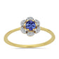 Inel din Argint 925 Placat cu Aur ( 1.29 grame ) cu Tanzanit și Zircon Alb 0.39 Carate
