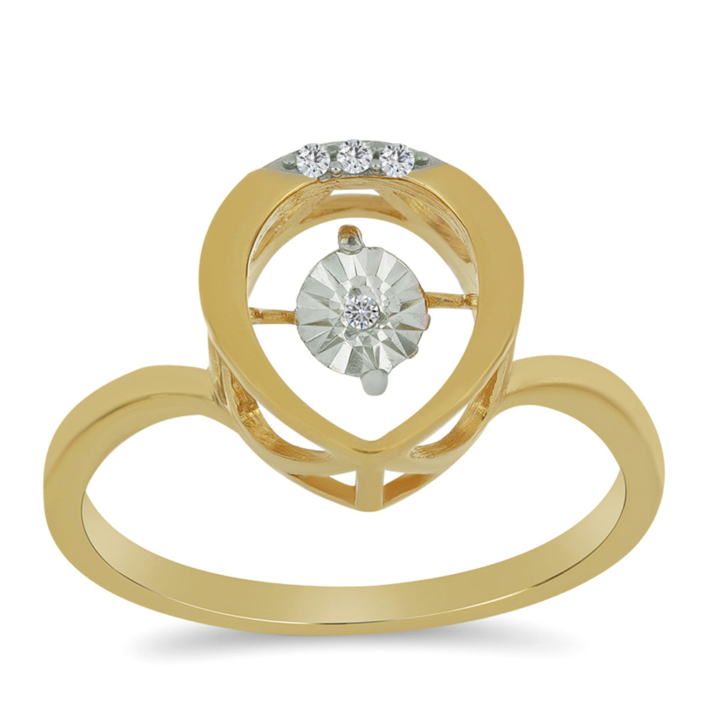 Inel din Argint 925 Placat cu Aur ( 2.56 grame ) cu Diamant Alb și Zircon Alb 0.05 Carate 3 