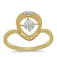 Inel din Argint 925 Placat cu Aur ( 2.56 grame ) cu Diamant Alb și Zircon Alb 0.05 Carate
