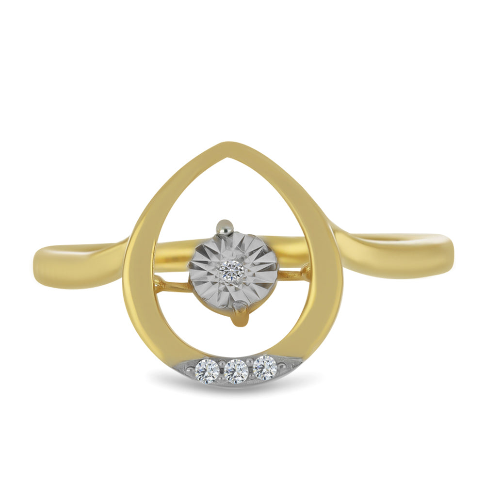 Inel din Argint 925 Placat cu Aur ( 2.66 grame ) cu Diamant Alb și Zircon Alb 0.05 Carate 1 