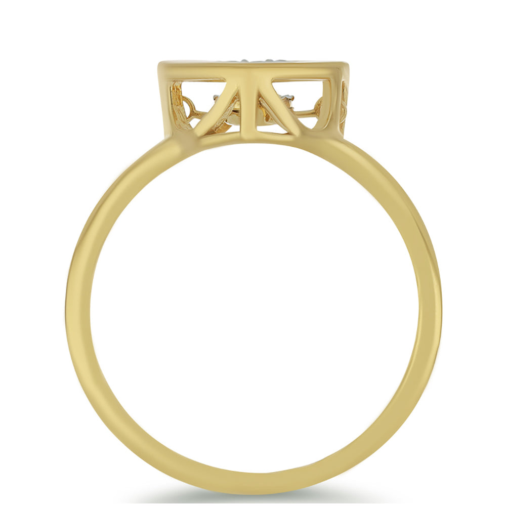 Inel din Argint 925 Placat cu Aur ( 2.66 grame ) cu Diamant Alb și Zircon Alb 0.05 Carate 2 