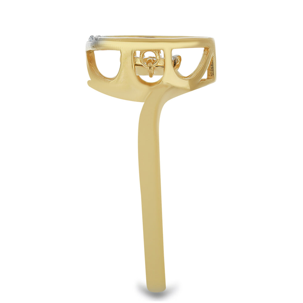 Inel din Argint 925 Placat cu Aur ( 2.66 grame ) cu Diamant Alb și Zircon Alb 0.05 Carate 4 