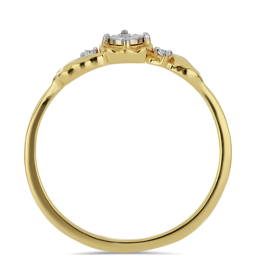 Inel din Argint 925 Placat cu Aur ( 1.52 grame ) cu Diamant Alb și Zircon Alb 0.04 Carate 2 