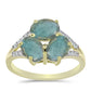 Inel din Argint 925 Placat cu Aur ( 2.36 grame ) cu Labradorit și Topaz Alb 2.7 Carate