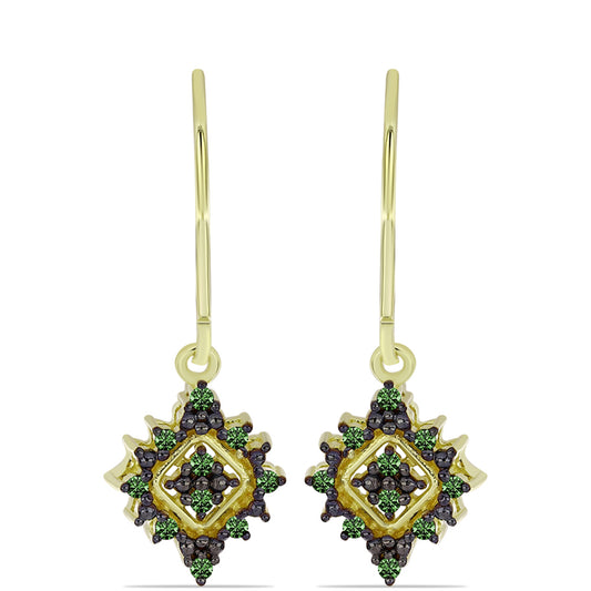 Cercei din Argint 925 Placat cu Aur ( 2.31 grame ) cu Diamant Verde 0.2 Carate