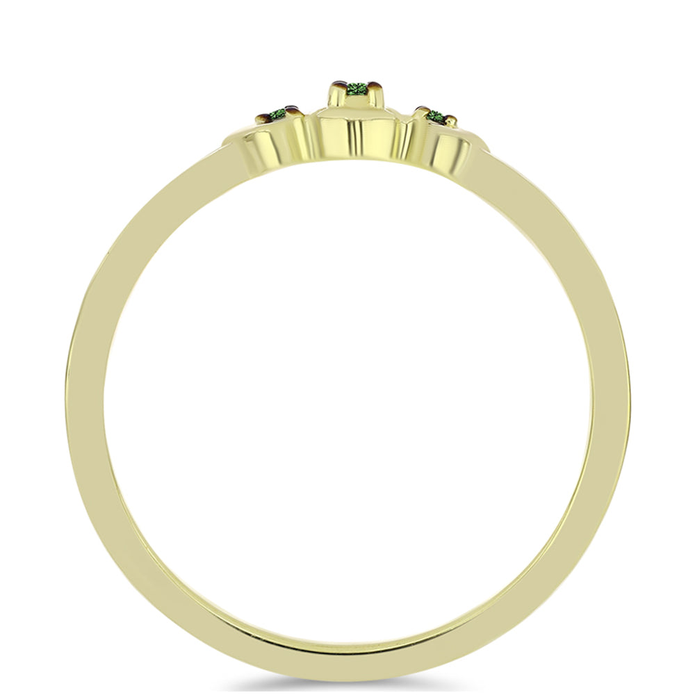 Inel din Argint 925 Placat cu Aur ( 1.38 grame ) cu Diamant Verde 0.03 Carate 2 