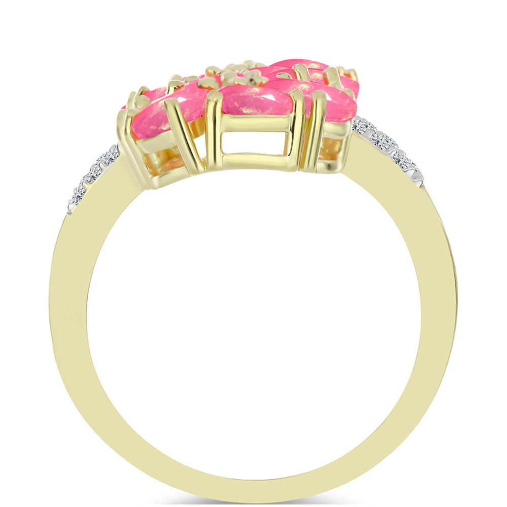 Inel din Argint 925 Placat cu Aur ( 4.5 grame ) cu Opal Etiopian Roz Lega Dembi și Topaz Alb 2.51 Carate 2 