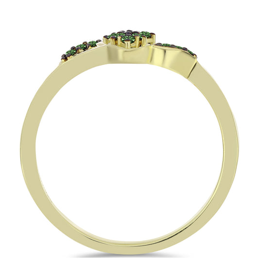 Inel din Argint 925 Placat cu Aur ( 2.01 grame ) cu Diamant Verde 0.15 Carate