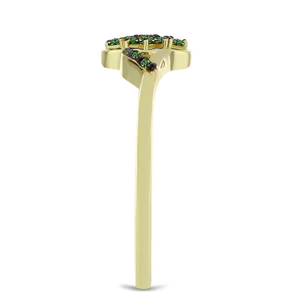 Inel din Argint 925 Placat cu Aur ( 2.01 grame ) cu Diamant Verde 0.15 Carate 4 
